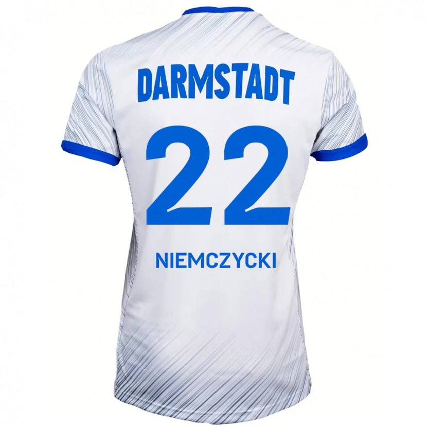 Danxen Uomo Maglia Karol Niemczycki #22 Bianco Blu Kit Gara Away 2024/25 Maglietta