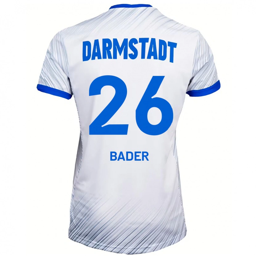 Danxen Uomo Maglia Matthias Bader #26 Bianco Blu Kit Gara Away 2024/25 Maglietta