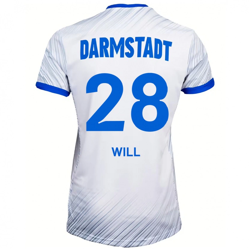 Danxen Uomo Maglia Paul Will #28 Bianco Blu Kit Gara Away 2024/25 Maglietta