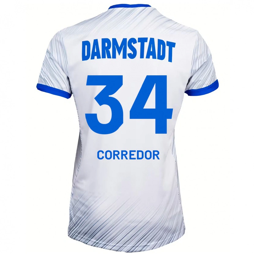 Danxen Uomo Maglia Killian Corredor #34 Bianco Blu Kit Gara Away 2024/25 Maglietta