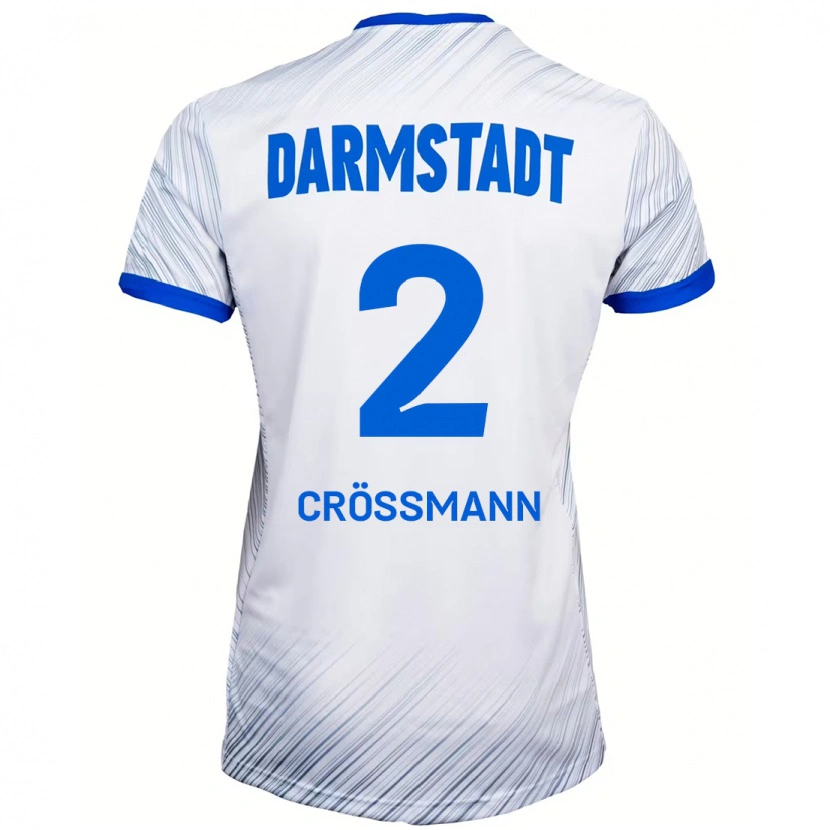 Danxen Uomo Maglia Elias Crößmann #2 Bianco Blu Kit Gara Away 2024/25 Maglietta