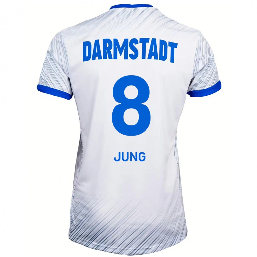 Danxen Uomo Maglia Lennon Jung #8 Bianco Blu Kit Gara Away 2024/25 Maglietta