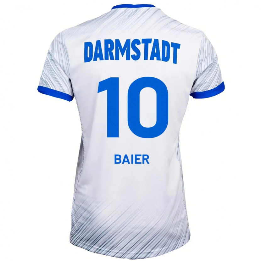 Danxen Uomo Maglia Nico Baier #10 Bianco Blu Kit Gara Away 2024/25 Maglietta