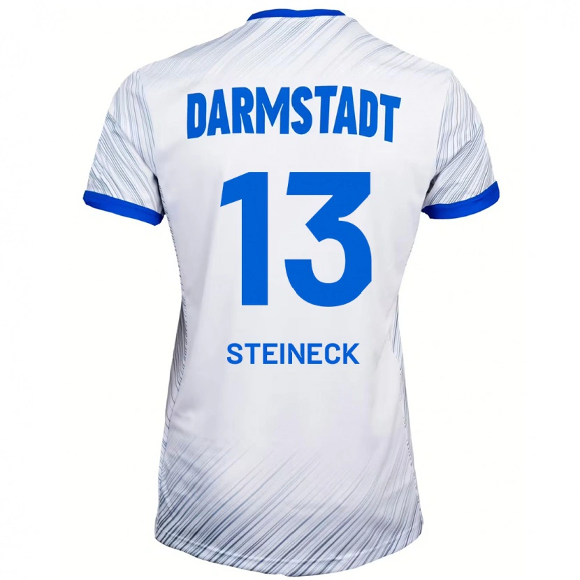 Danxen Uomo Maglia Tom Steineck #13 Bianco Blu Kit Gara Away 2024/25 Maglietta