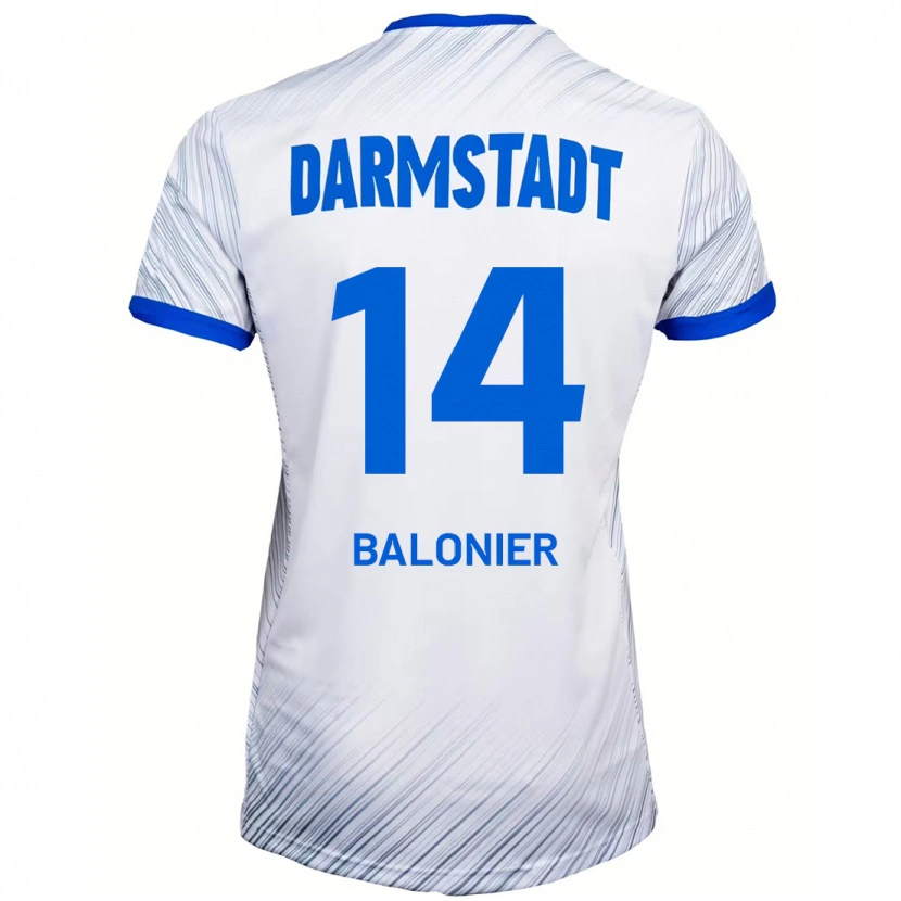 Danxen Uomo Maglia Mike Balonier #14 Bianco Blu Kit Gara Away 2024/25 Maglietta