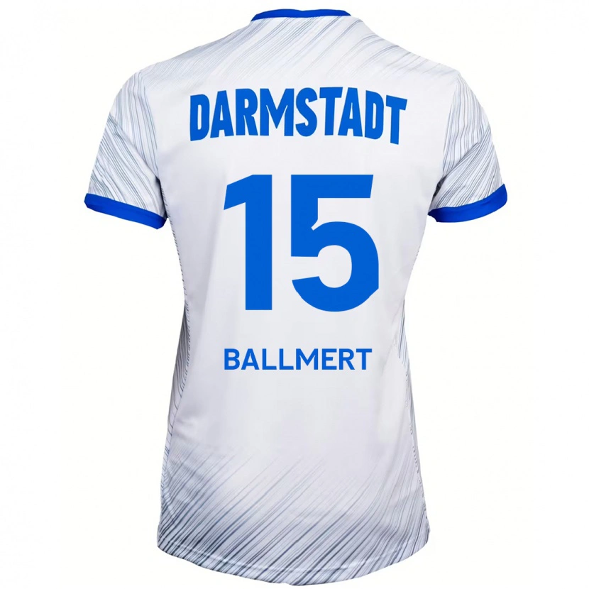 Danxen Uomo Maglia Markus Ballmert #15 Bianco Blu Kit Gara Away 2024/25 Maglietta