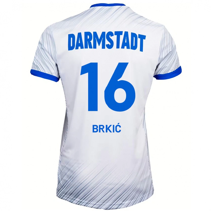 Danxen Uomo Maglia Amar Brkić #16 Bianco Blu Kit Gara Away 2024/25 Maglietta