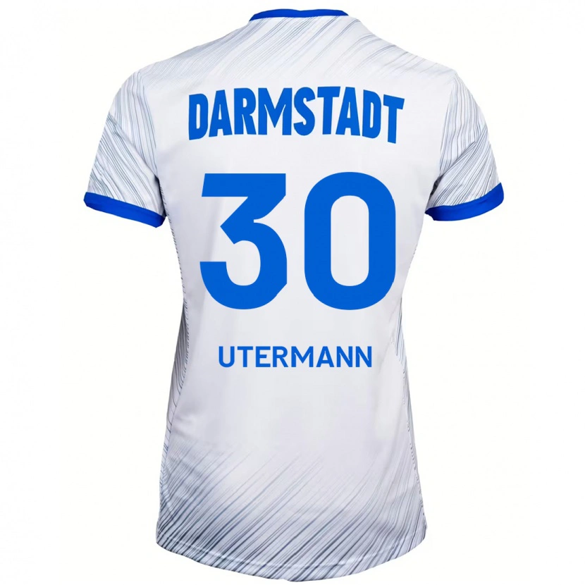 Danxen Uomo Maglia Anton Utermann #30 Bianco Blu Kit Gara Away 2024/25 Maglietta