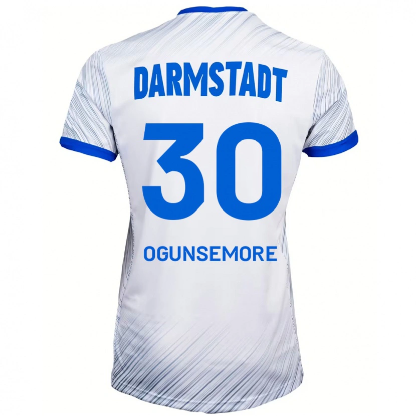 Danxen Uomo Maglia Malakai Ogunsemore #30 Bianco Blu Kit Gara Away 2024/25 Maglietta