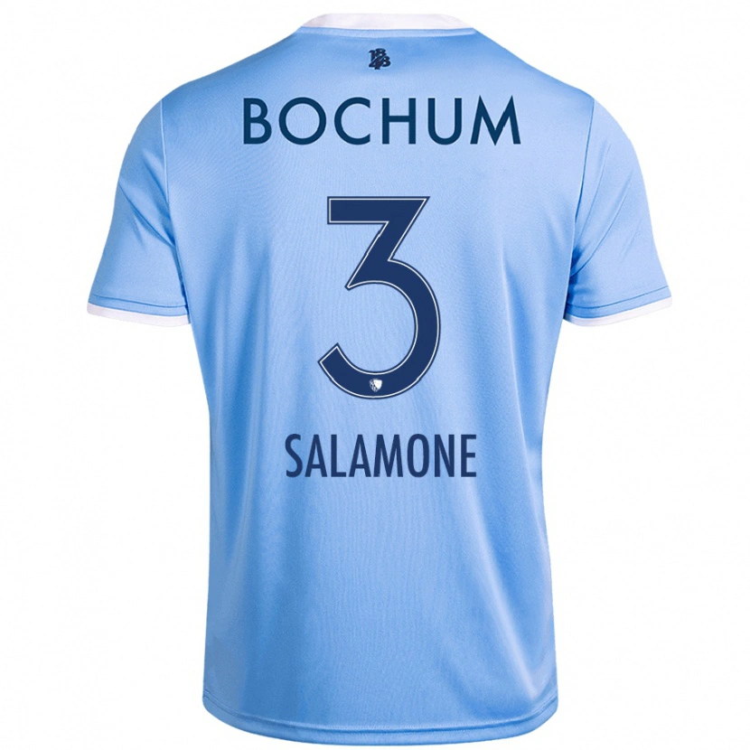 Danxen Uomo Maglia Elia-Giona Salamone #3 Azzurro Cielo Kit Gara Away 2024/25 Maglietta