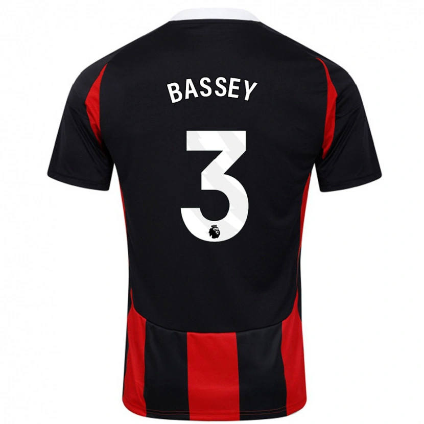 Danxen Uomo Maglia Calvin Bassey #3 Nero Rosso Kit Gara Away 2024/25 Maglietta