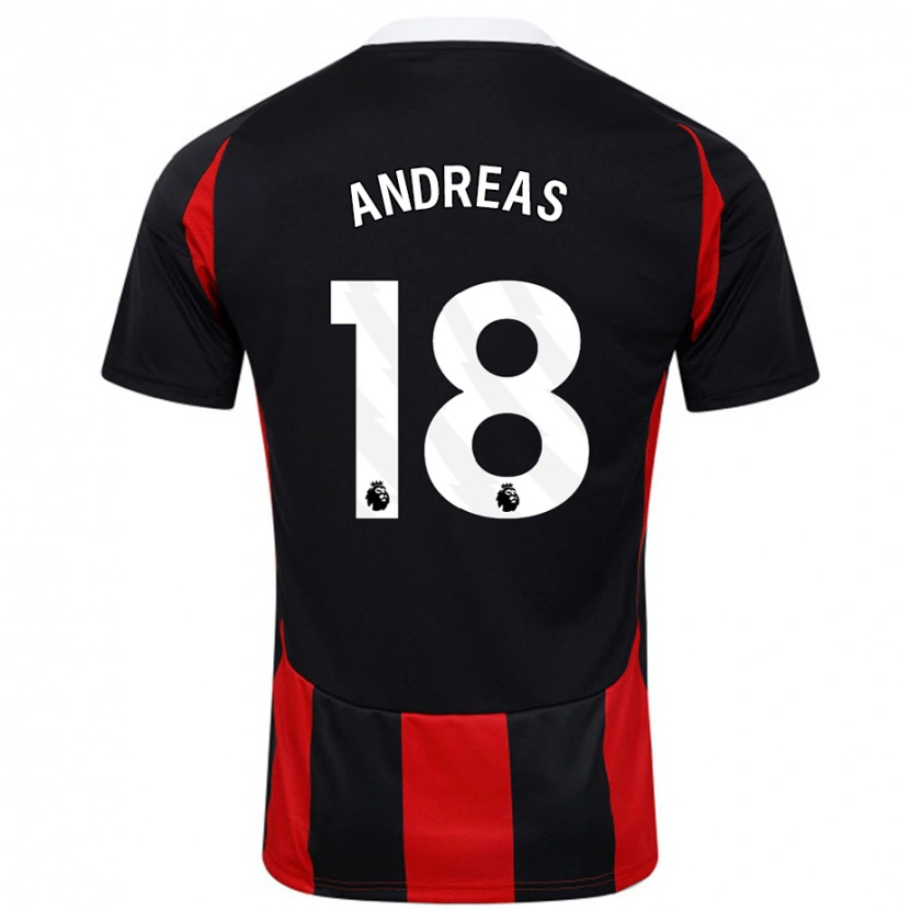 Danxen Uomo Maglia Andreas Pereira #18 Nero Rosso Kit Gara Away 2024/25 Maglietta