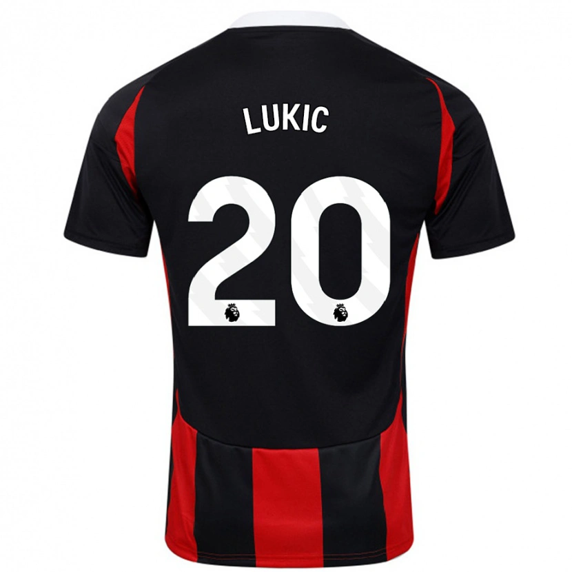 Danxen Uomo Maglia Saša Lukić #20 Nero Rosso Kit Gara Away 2024/25 Maglietta