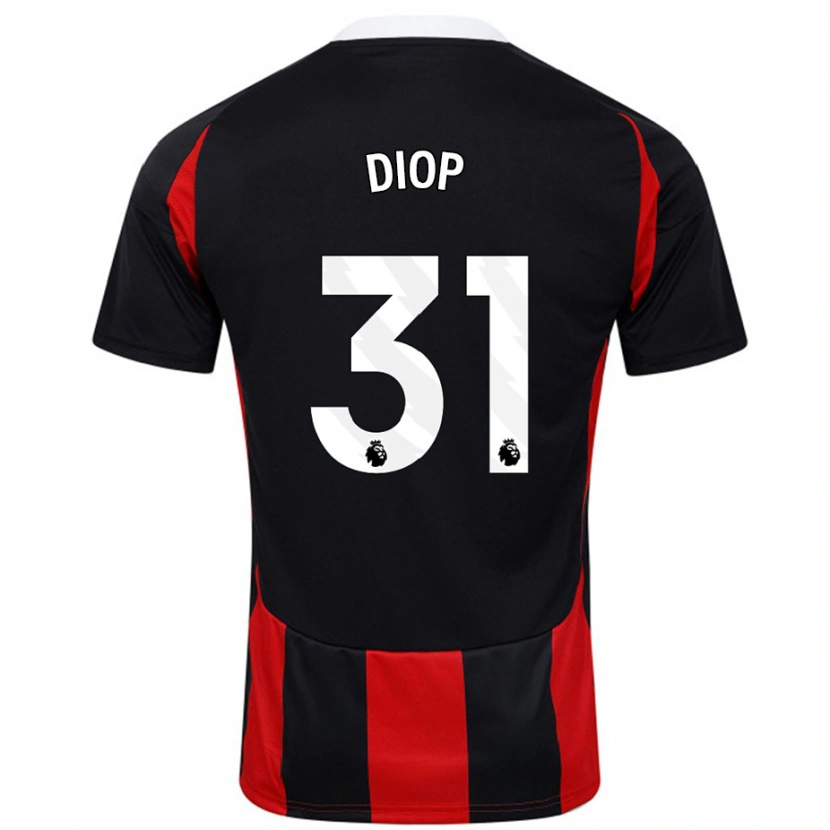 Danxen Uomo Maglia Issa Diop #31 Nero Rosso Kit Gara Away 2024/25 Maglietta