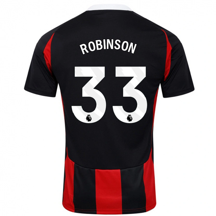 Danxen Uomo Maglia Antonee Robinson #33 Nero Rosso Kit Gara Away 2024/25 Maglietta