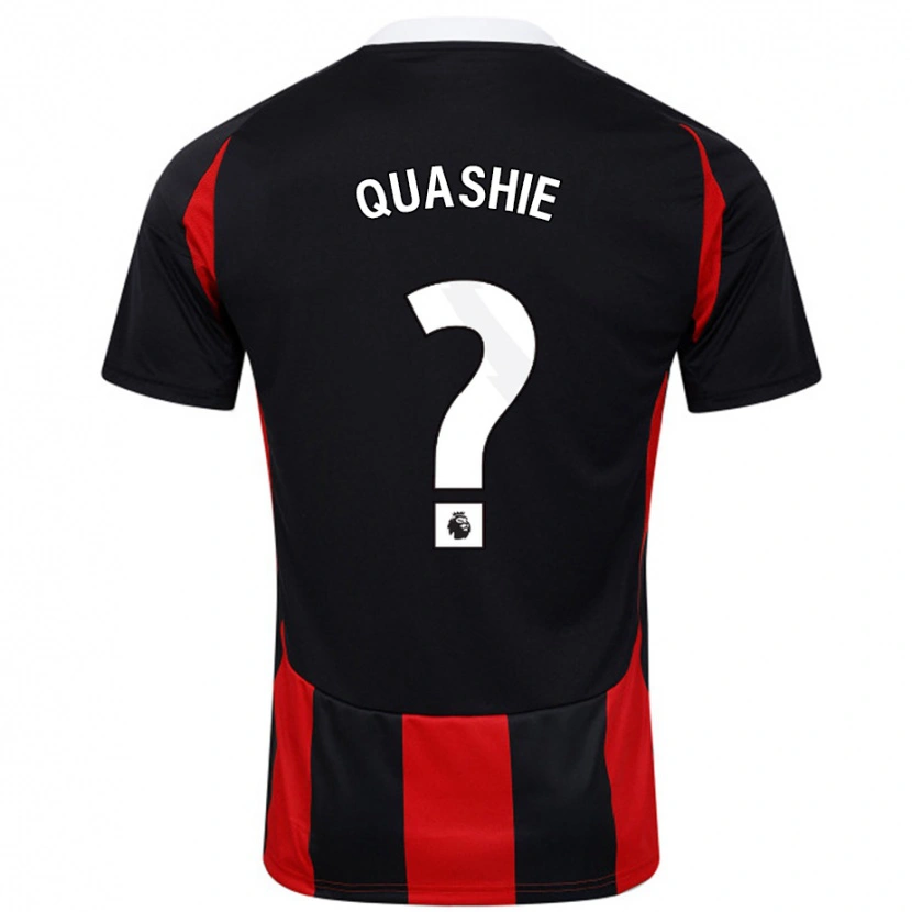Danxen Uomo Maglia Jayden Quashie #0 Nero Rosso Kit Gara Away 2024/25 Maglietta