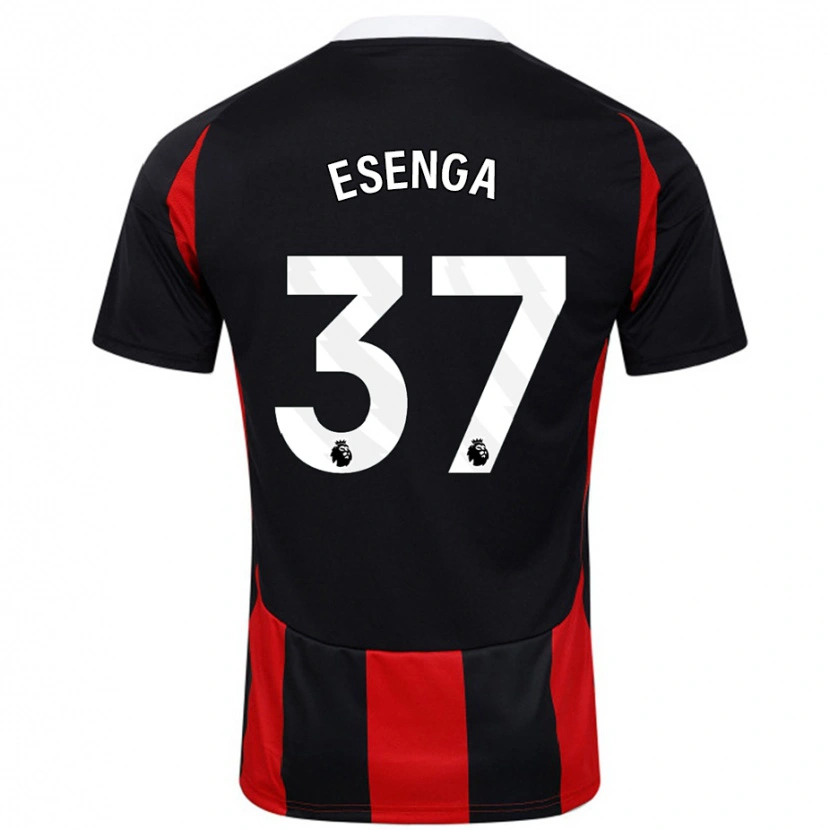 Danxen Uomo Maglia Jonathan Esenga #37 Nero Rosso Kit Gara Away 2024/25 Maglietta