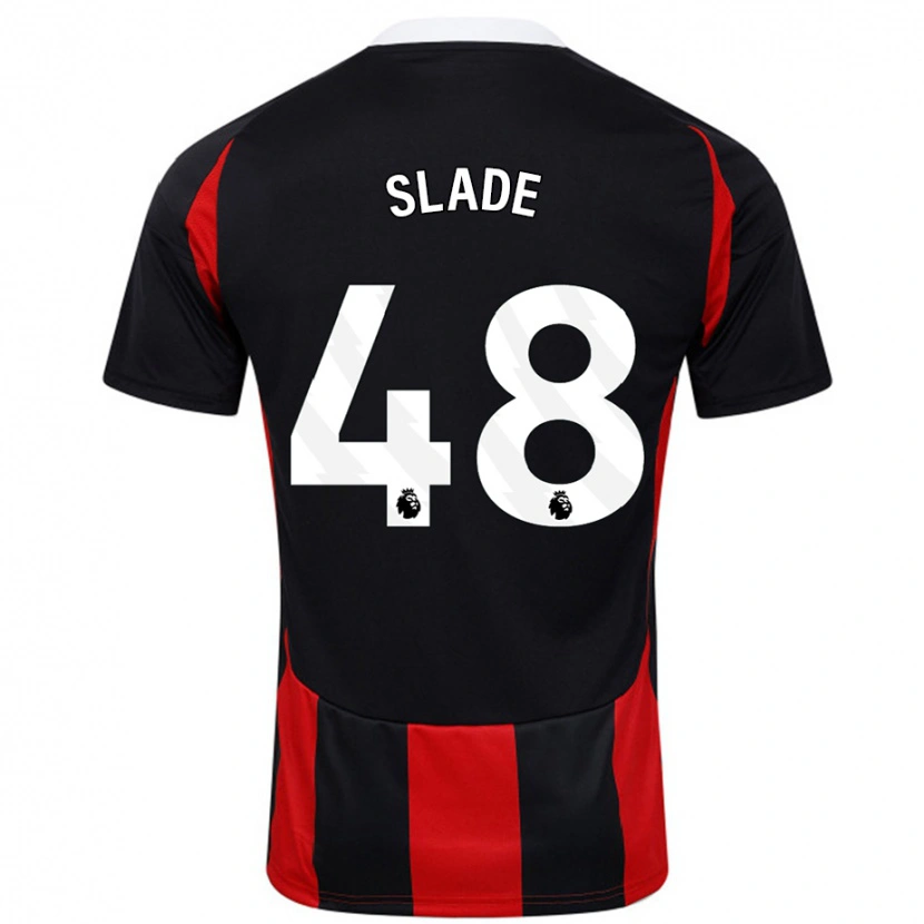 Danxen Uomo Maglia Bradley Slade #48 Nero Rosso Kit Gara Away 2024/25 Maglietta