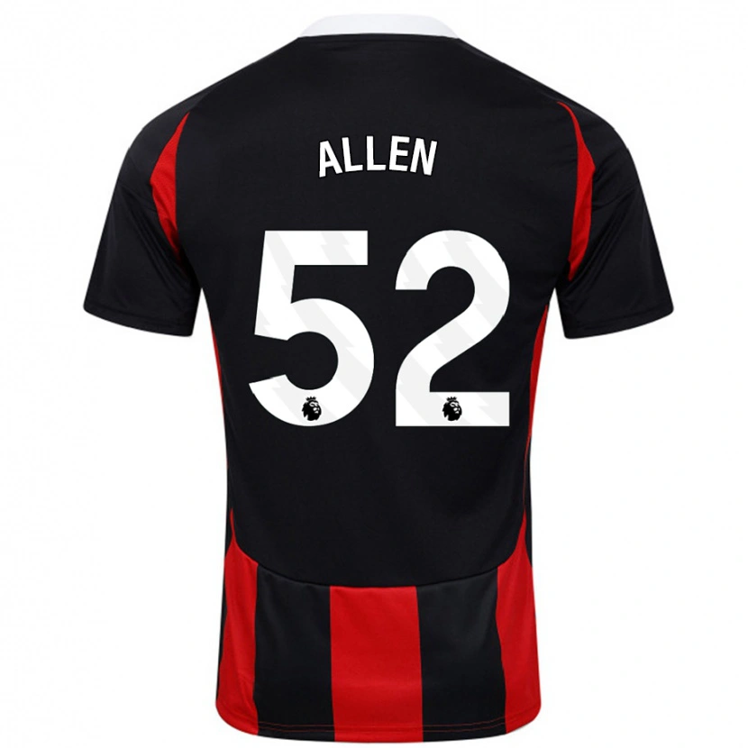 Danxen Uomo Maglia Michael Allen #52 Nero Rosso Kit Gara Away 2024/25 Maglietta