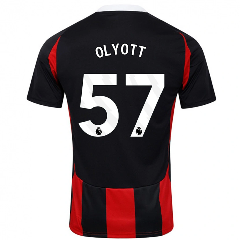 Danxen Uomo Maglia Tom Olyott #57 Nero Rosso Kit Gara Away 2024/25 Maglietta