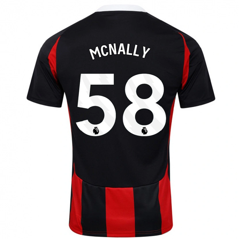 Danxen Uomo Maglia Alfie Mcnally #58 Nero Rosso Kit Gara Away 2024/25 Maglietta