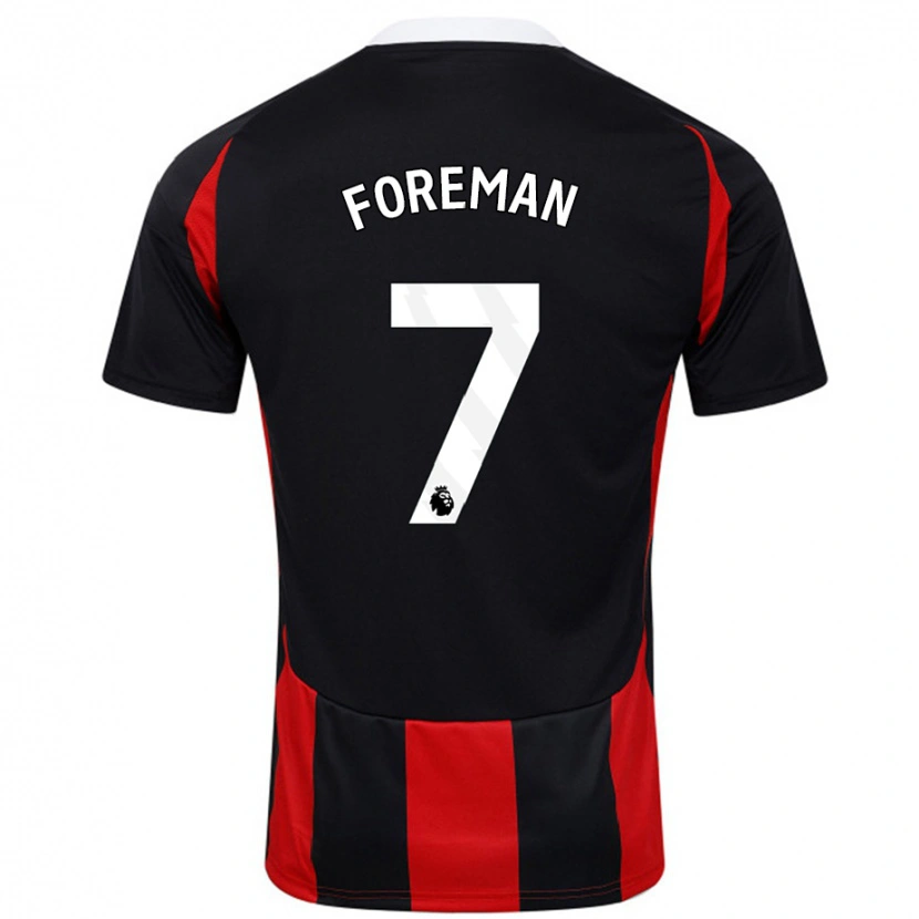 Danxen Uomo Maglia Tia Foreman #7 Nero Rosso Kit Gara Away 2024/25 Maglietta