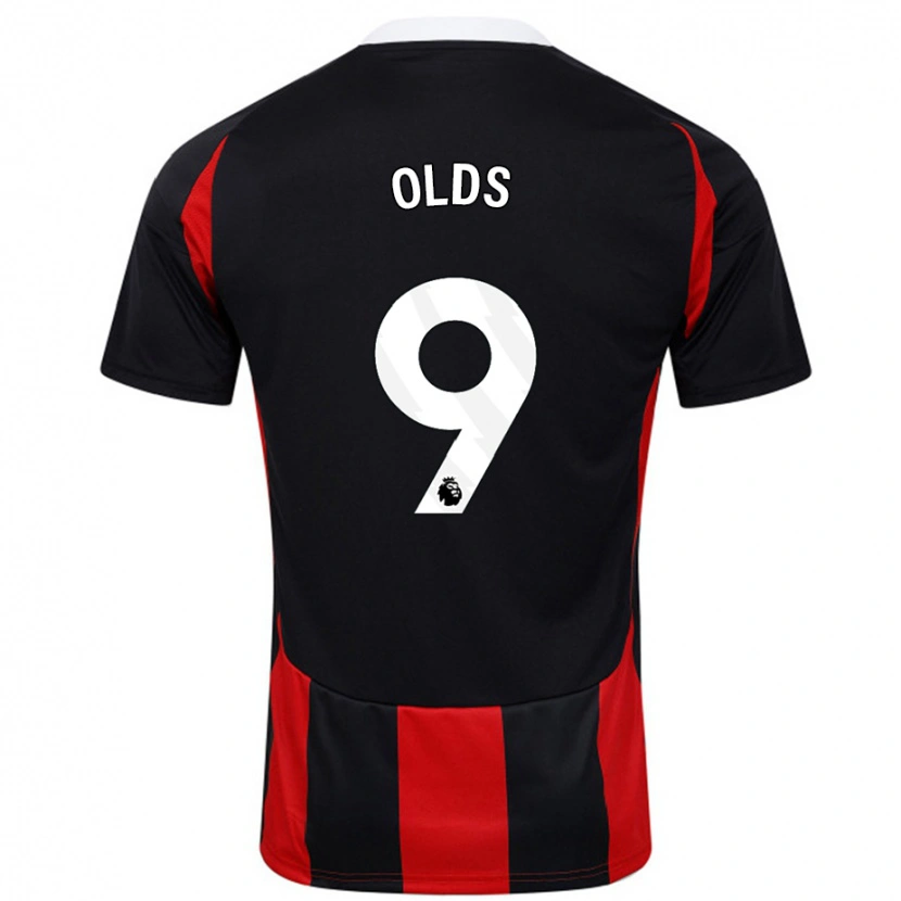 Danxen Uomo Maglia Ellie Olds #9 Nero Rosso Kit Gara Away 2024/25 Maglietta
