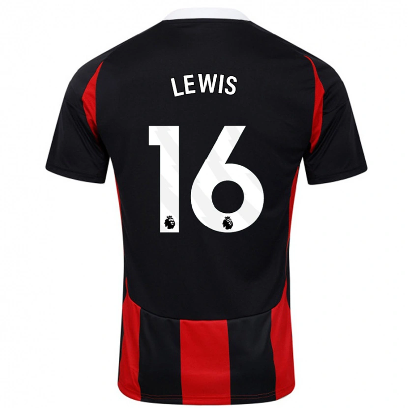 Danxen Uomo Maglia Milla Lewis #16 Nero Rosso Kit Gara Away 2024/25 Maglietta
