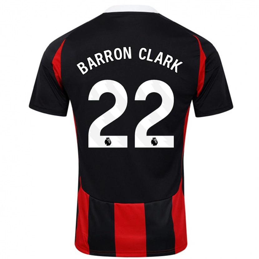 Danxen Uomo Maglia Betty Barron-Clark #22 Nero Rosso Kit Gara Away 2024/25 Maglietta