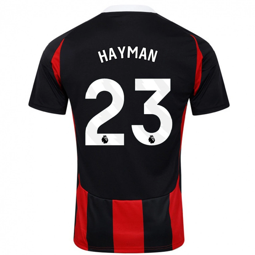 Danxen Uomo Maglia Alex Hayman #23 Nero Rosso Kit Gara Away 2024/25 Maglietta