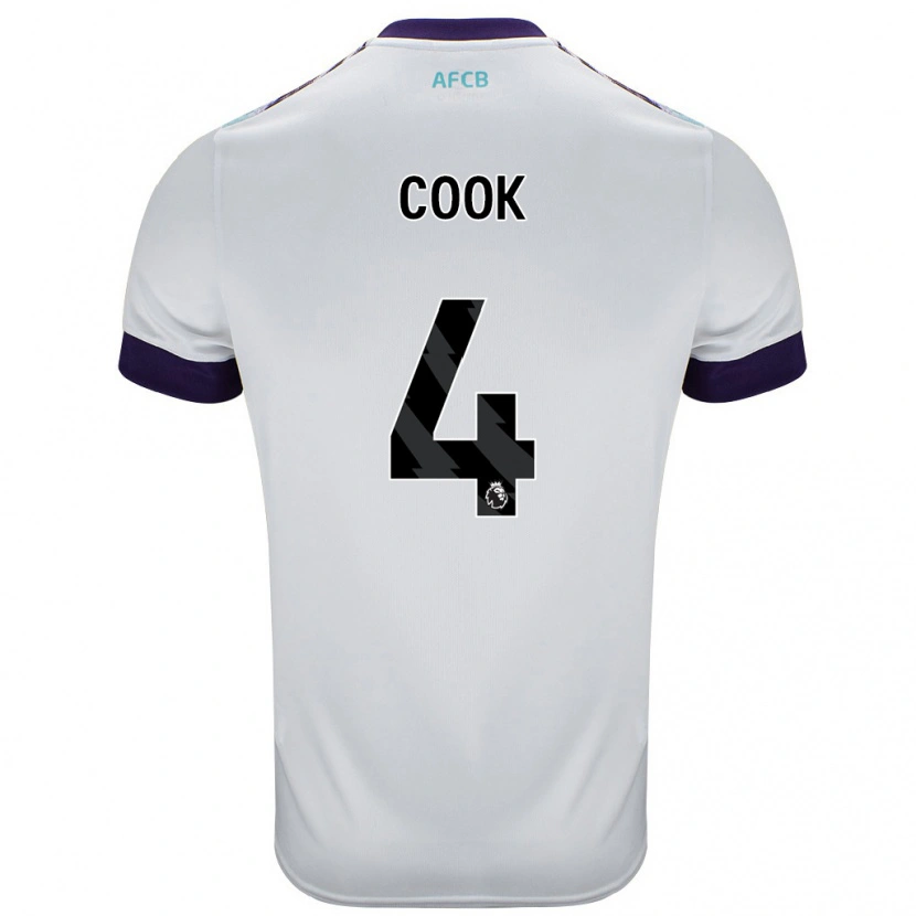 Danxen Uomo Maglia Lewis Cook #4 Bianco Verde Viola Kit Gara Away 2024/25 Maglietta