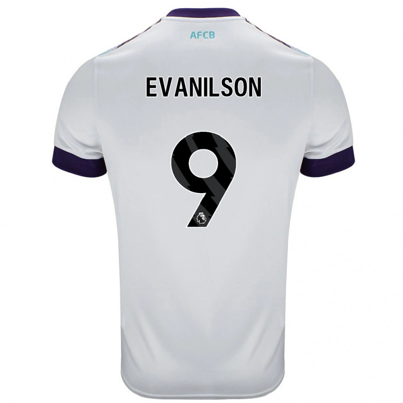 Danxen Uomo Maglia Evanilson #9 Bianco Verde Viola Kit Gara Away 2024/25 Maglietta