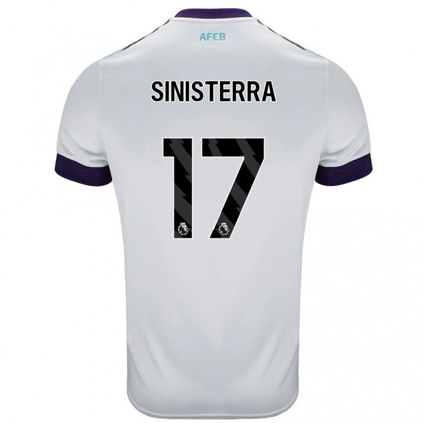 Danxen Uomo Maglia Luis Sinisterra #17 Bianco Verde Viola Kit Gara Away 2024/25 Maglietta