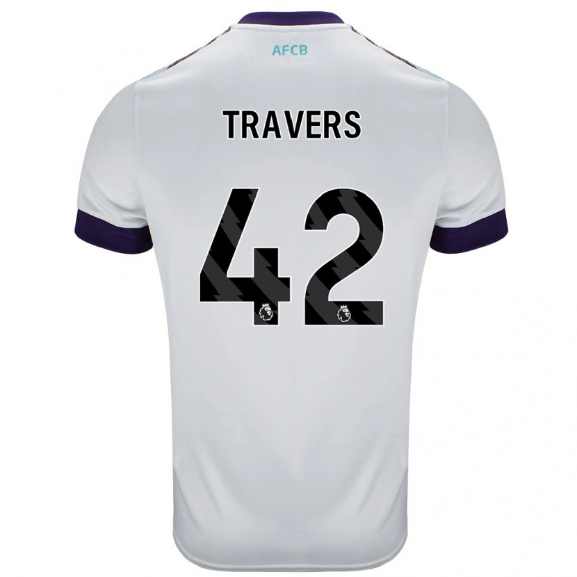 Danxen Uomo Maglia Mark Travers #42 Bianco Verde Viola Kit Gara Away 2024/25 Maglietta