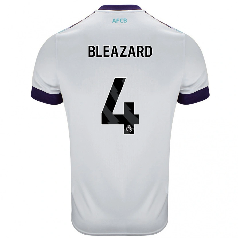 Danxen Uomo Maglia Helen Bleazard #4 Bianco Verde Viola Kit Gara Away 2024/25 Maglietta
