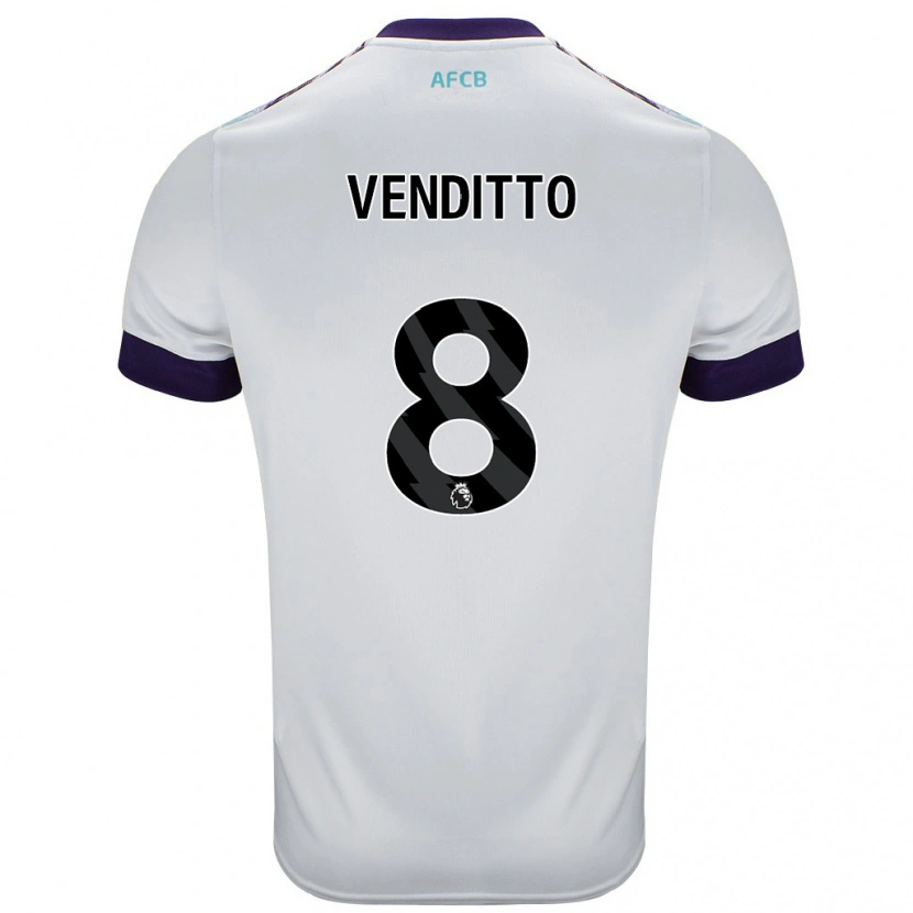 Danxen Uomo Maglia Olivia Venditto #8 Bianco Verde Viola Kit Gara Away 2024/25 Maglietta