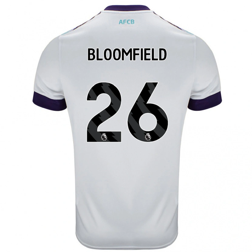 Danxen Uomo Maglia Erin Bloomfield #26 Bianco Verde Viola Kit Gara Away 2024/25 Maglietta