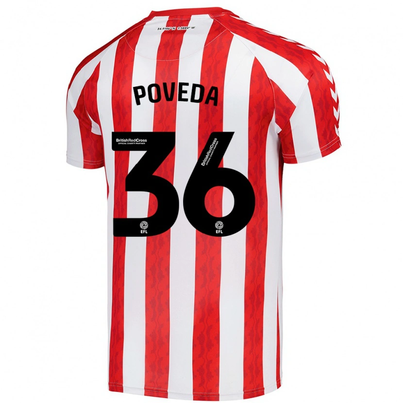 Danxen Donna Maglia Ian Poveda #36 Rosso Bianco Kit Gara Home 2024/25 Maglietta
