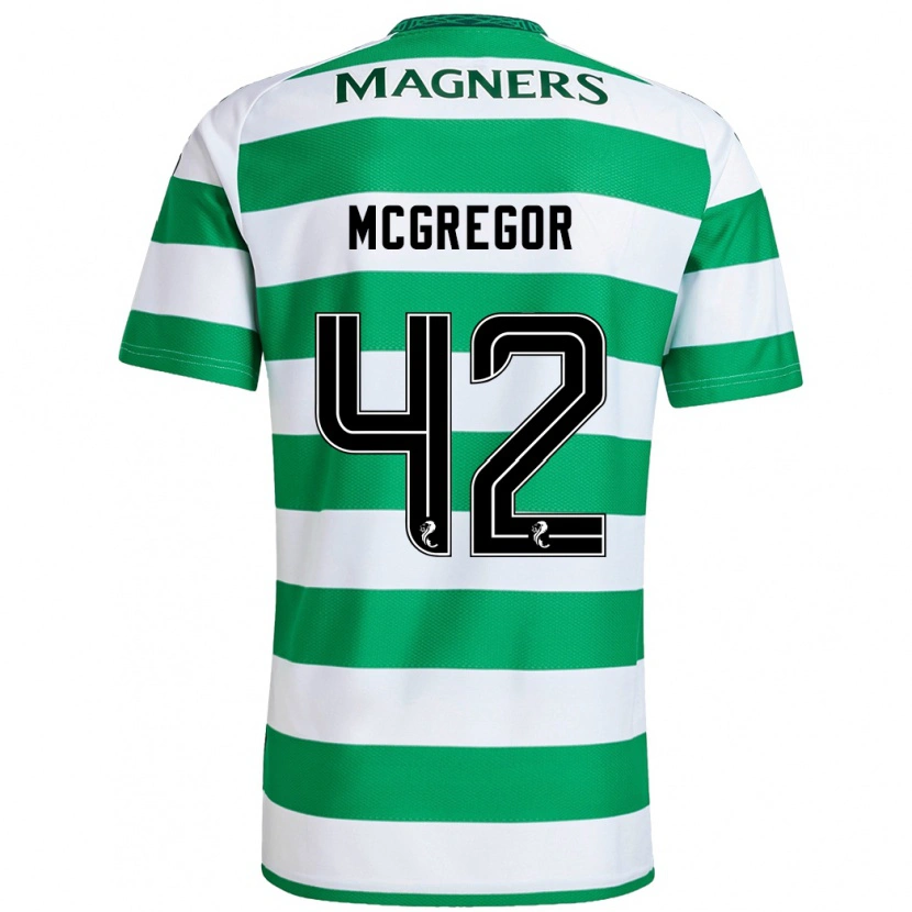 Danxen Donna Maglia Callum Mcgregor #42 Verde Bianco Kit Gara Home 2024/25 Maglietta