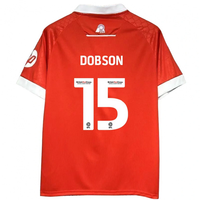 Danxen Donna Maglia George Dobson #15 Rosso Bianco Kit Gara Home 2024/25 Maglietta
