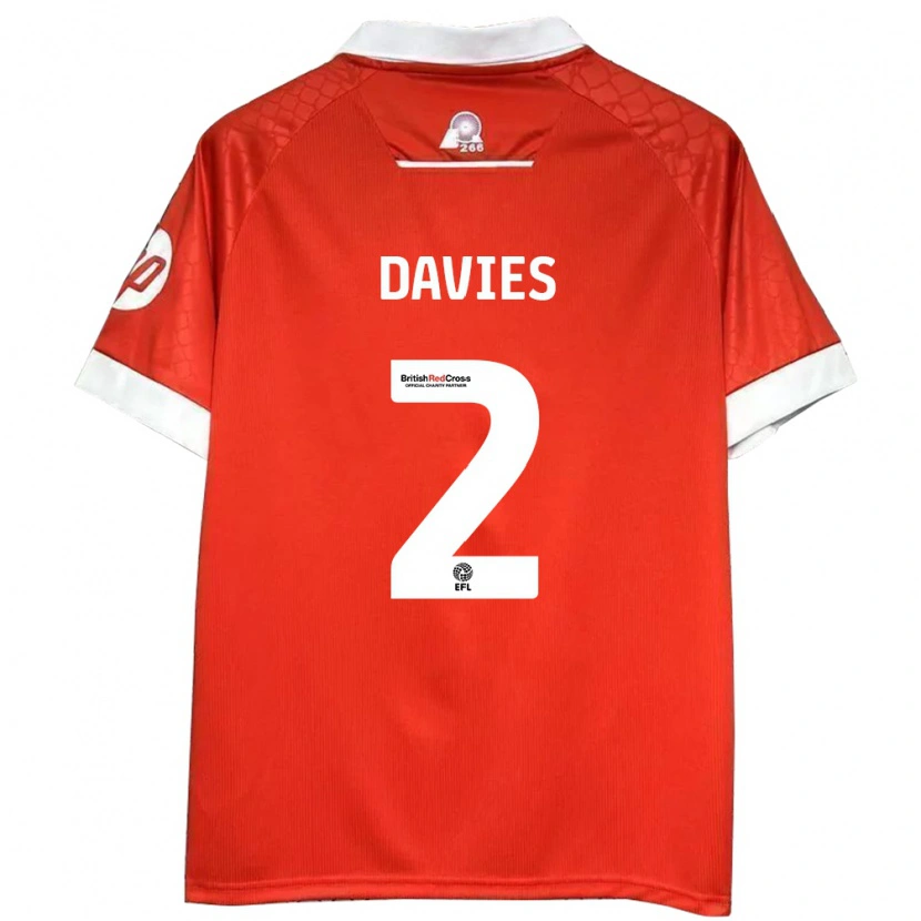 Danxen Donna Maglia Phoebe Davies #2 Rosso Bianco Kit Gara Home 2024/25 Maglietta