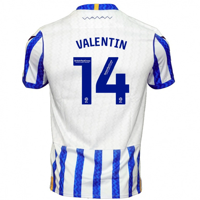 Danxen Donna Maglia Pol Valentín #14 Blu Bianco Kit Gara Home 2024/25 Maglietta