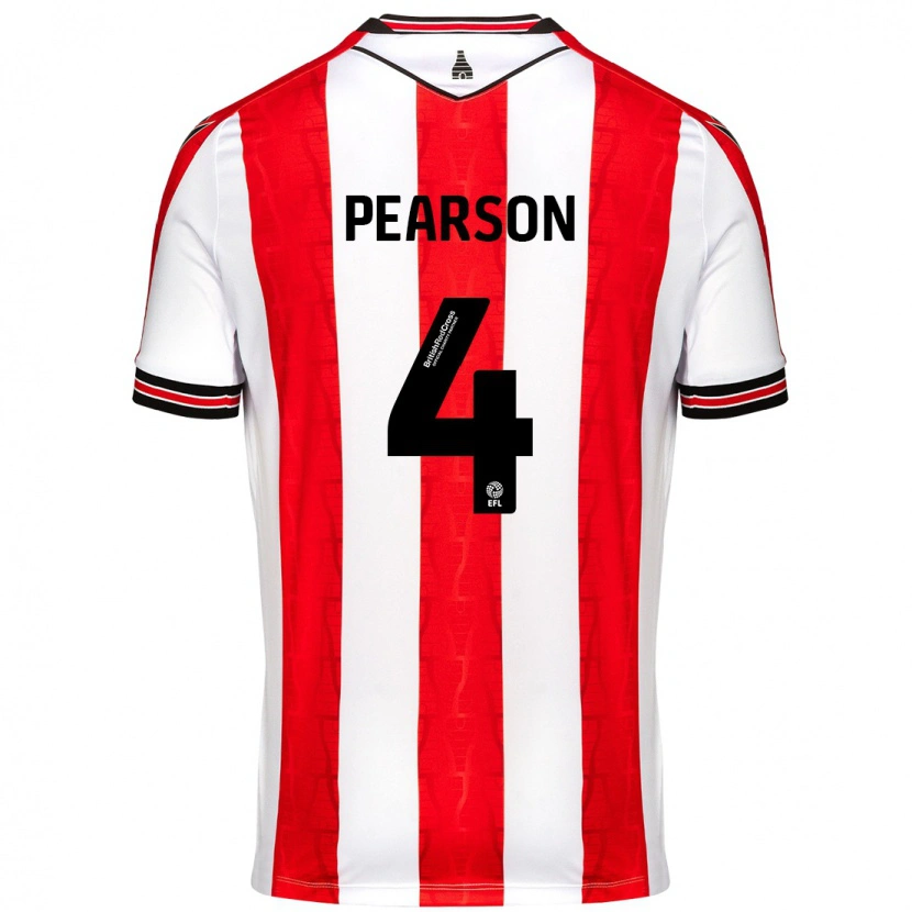 Danxen Donna Maglia Ben Pearson #4 Rosso Bianco Kit Gara Home 2024/25 Maglietta
