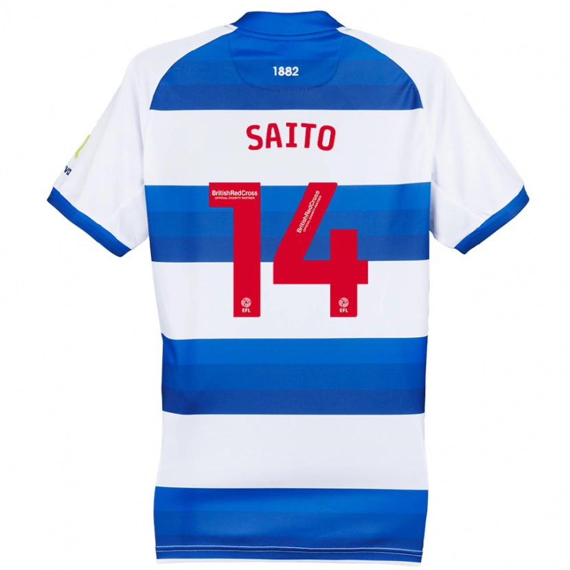 Danxen Donna Maglia Koki Saito #14 Bianco Blu Kit Gara Home 2024/25 Maglietta