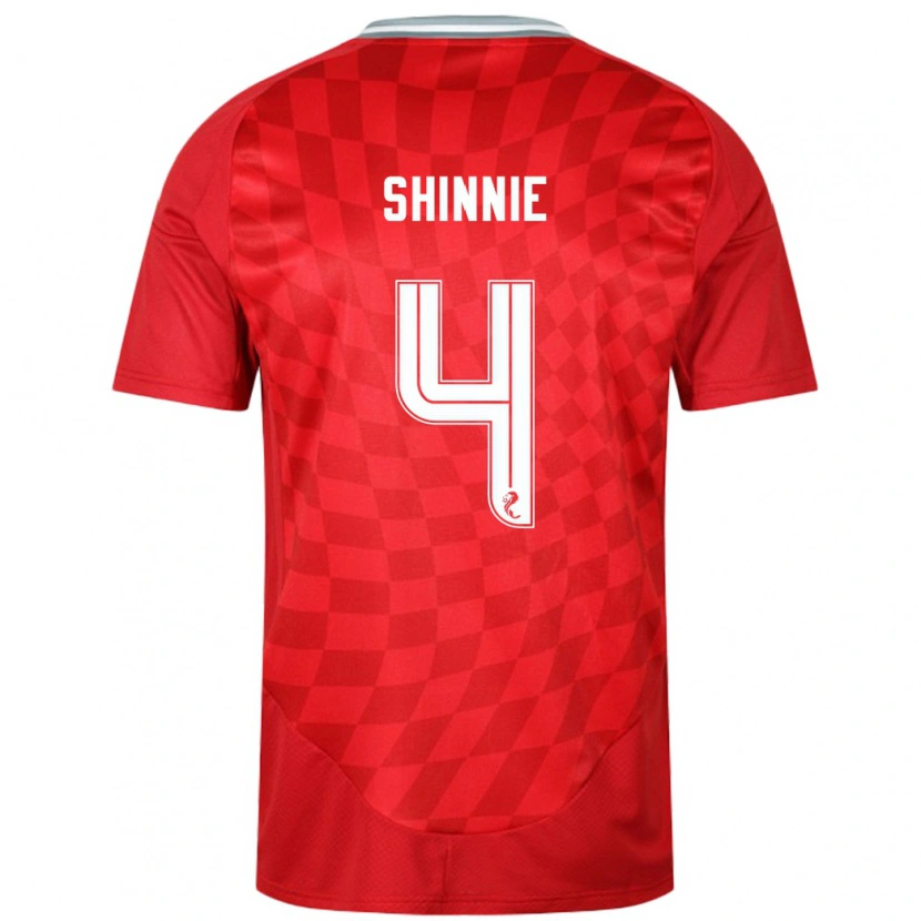 Danxen Donna Maglia Graeme Shinnie #4 Rosso Kit Gara Home 2024/25 Maglietta