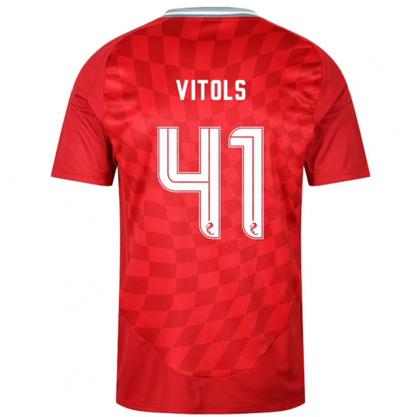 Danxen Donna Maglia Rodrigo Vitols #41 Rosso Kit Gara Home 2024/25 Maglietta