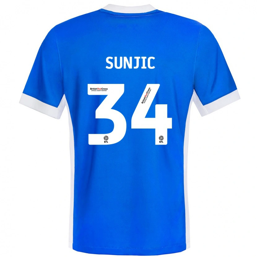 Danxen Donna Maglia Ivan Sunjic #34 Blu Bianco Kit Gara Home 2024/25 Maglietta