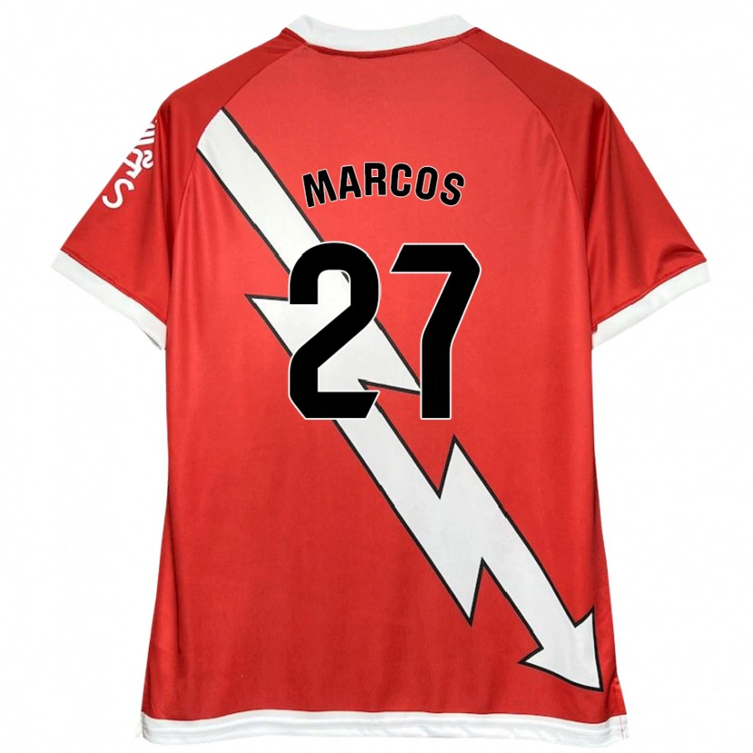 Danxen Donna Maglia Álvaro Marcos #27 Bianco Rosso Kit Gara Home 2024/25 Maglietta