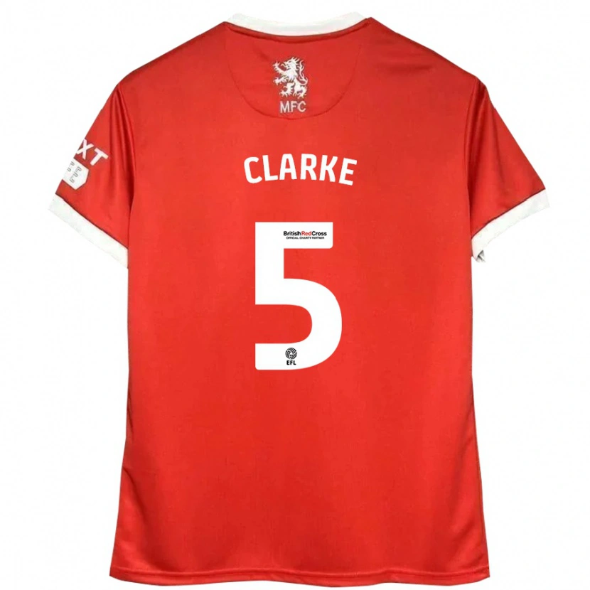 Danxen Donna Maglia Matt Clarke #5 Rosso Bianco Kit Gara Home 2024/25 Maglietta