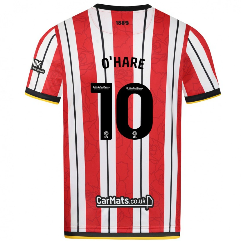 Danxen Donna Maglia Callum O'hare #10 Rosso Strisce Bianche Kit Gara Home 2024/25 Maglietta